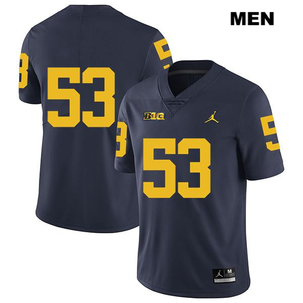Men's NCAA Michigan Wolverines Trente Jones #53 No Name Navy Jordan Brand Authentic Stitched Legend Football College Jersey IP25W16FA
